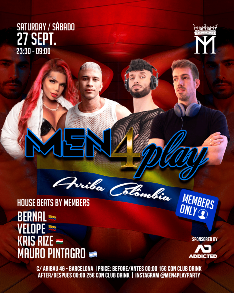 Evento Men4play el sábado 27 de septiembre